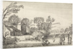 Skating at a farm and a haystack by Jan van de Velde II