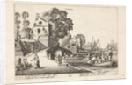 Village view with activity on the water: April by Jan van de Velde II
