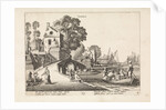Village view with activity on the water: April by Jan van de Velde II