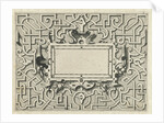Rectangular cartouche surrounded by moresque motives by Hieronymus Cock
