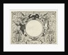 Round cartouche surrounded by scroll work with garlands and fruit bunches by Hieronymus Cock