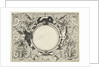 Round cartouche surrounded by scroll work with garlands and fruit bunches by Hieronymus Cock