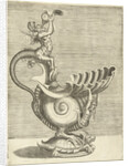 Jug in the form of a snail shell with a spout in a clamshell design by Hieronymus Cock
