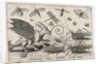 Locusts and fantasy creature with wings and webbed by Nicolaes de Bruyn