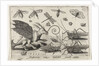 Locusts and fantasy creature with wings and webbed by Nicolaes de Bruyn