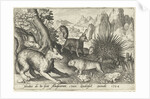 Wild boar, fox, beaver, porcupine in Frogs by Nicolaes de Bruyn