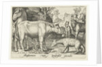 Taurus and other livestock and hyenas by Nicolaes de Bruyn