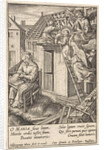 Christ Child puts a roof by Hieronymus Wierix