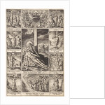 Pieta surrounded by scenes of crucified martyrs by Hieronymus Wierix