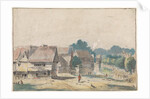 Village with houses with timber by Josua de Grave