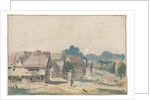 Village with houses with timber by Josua de Grave