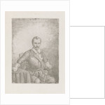 Seated man in armor with sword by Christiaan Wilhelmus Moorrees