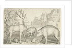 Hart, hedgehog, sheep, pig and frog by Nicolaes de Bruyn
