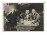 The Baring family father and two sons? at a table with merchants' books by Thomas Lawrence