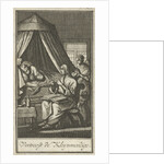 Praying figures at the bedside of a sick person by Barent Bos