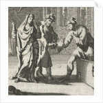 Cheated husband takes his wife's lover from a chest by Aart Wolsgrein