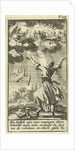 Woman listening with outstretched arms to the choir of angels in the clouds above her by Gijsbert de Groot