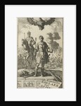 Roman emperor with scepter and globe, flying above him is an eagle with a crown in its clutches by Jurriaen van Poolsum
