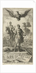 Roman emperor with scepter and globe, flying above him is an eagle with a crown in its clutches by Jurriaen van Poolsum