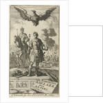 Roman emperor with scepter and globe, flying above him is an eagle with a crown in its clutches by Jurriaen van Poolsum