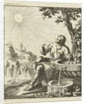 Man sitting next to a fountain, contemplating the sun by Pieter Arentsz II