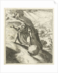 A man looks at a big stone rolling down a mountain after it slipped out of his hands by Pieter Arentsz II