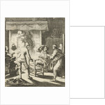 Five people around the fire to welcome the writer Willem Sluiter by Gerbrandt Schagen