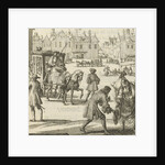 The city life that the writer Willem Sluiter had left: big square with carriage and different people by Gerbrandt Schagen
