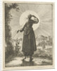 Woman holds her hand before her eyes while looking at the sun by Pieter Arentsz II