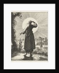 Woman holds her hand before her eyes while looking at the sun by Pieter Arentsz II