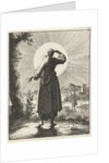 Woman holds her hand before her eyes while looking at the sun by Pieter Arentsz II