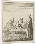A woman beholds a mower behind whom stands Death with a scythe by Pieter Arentsz II