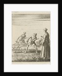 A woman beholds a mower behind whom stands Death with a scythe by Pieter Arentsz II