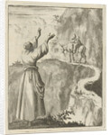 Woman looks startled at a sleeping man who bestrides a narrow mountain on a donkey by Pieter Arentsz II