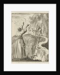 Woman looks startled at a sleeping man who bestrides a narrow mountain on a donkey by Pieter Arentsz II