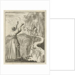 Woman looks startled at a sleeping man who bestrides a narrow mountain on a donkey by Pieter Arentsz II