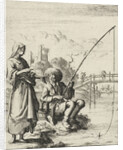 Woman in conversation with an angler by Pieter Arentsz II