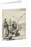 Woman in conversation with an angler by Pieter Arentsz II