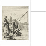 Woman in conversation with an angler by Pieter Arentsz II