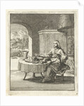 Woman eating at a table by Pieter Arentsz II