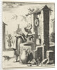 Wife gets a bucket of water from a well by Pieter Arentsz II