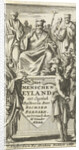 Judge listening to the indictment which brings out a woman against the personification of the deadly sins by Abraham Boekholt