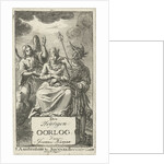 Garland and chained woman flanked by an angel and a soldier by Johannes Boekholt