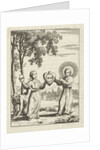 Christ and the personified soul together holding a heart with the text Iesus by Pieter Arentsz II