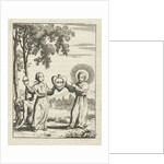 Christ and the personified soul together holding a heart with the text Iesus by Pieter Arentsz II