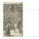 Christian watches as a man and woman are cleaning the floor by Johannes Boekholt