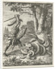Godfrey of Bouillon free a lion from the stranglehold of a snake by Jan Luyken