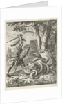 Godfrey of Bouillon free a lion from the stranglehold of a snake by Jan Luyken