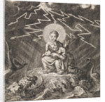 Personified soul asleep in Christ's lap during storm and tempest by Jan Luyken