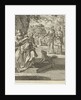 Mother washes her child on the sidewalk in front of the house by Cornelis van der Sys